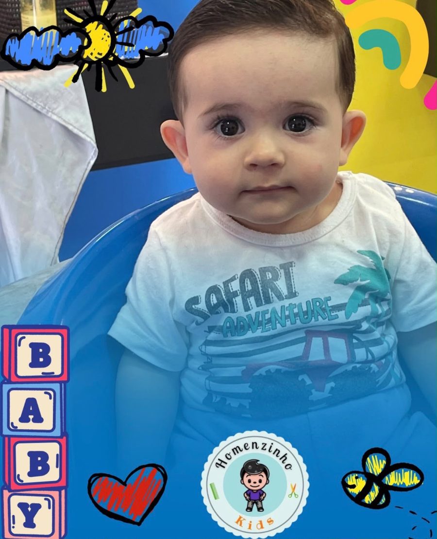 Bebê após o corte de cabelo na Homem.com